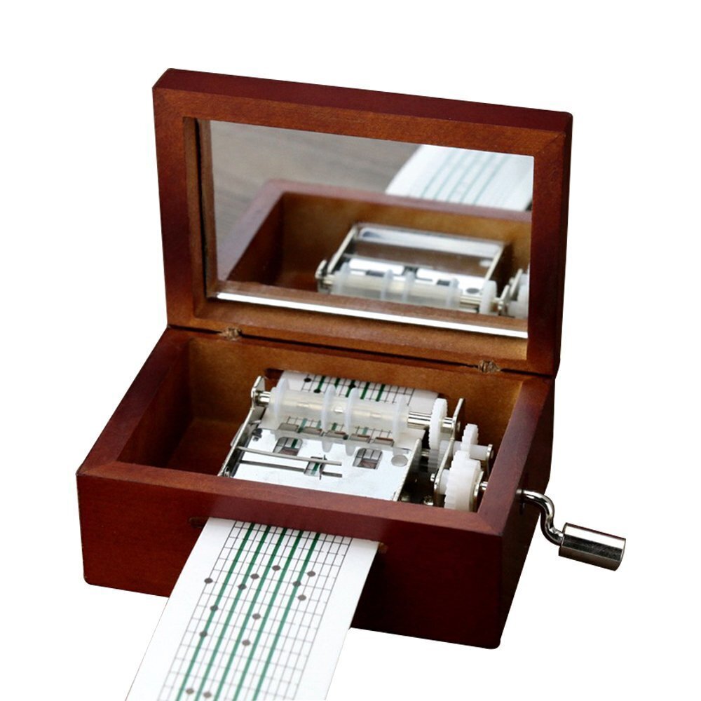 7746 Vintage Wood 15 Note Mechanism Musical Box Handcrank Music Box Gift